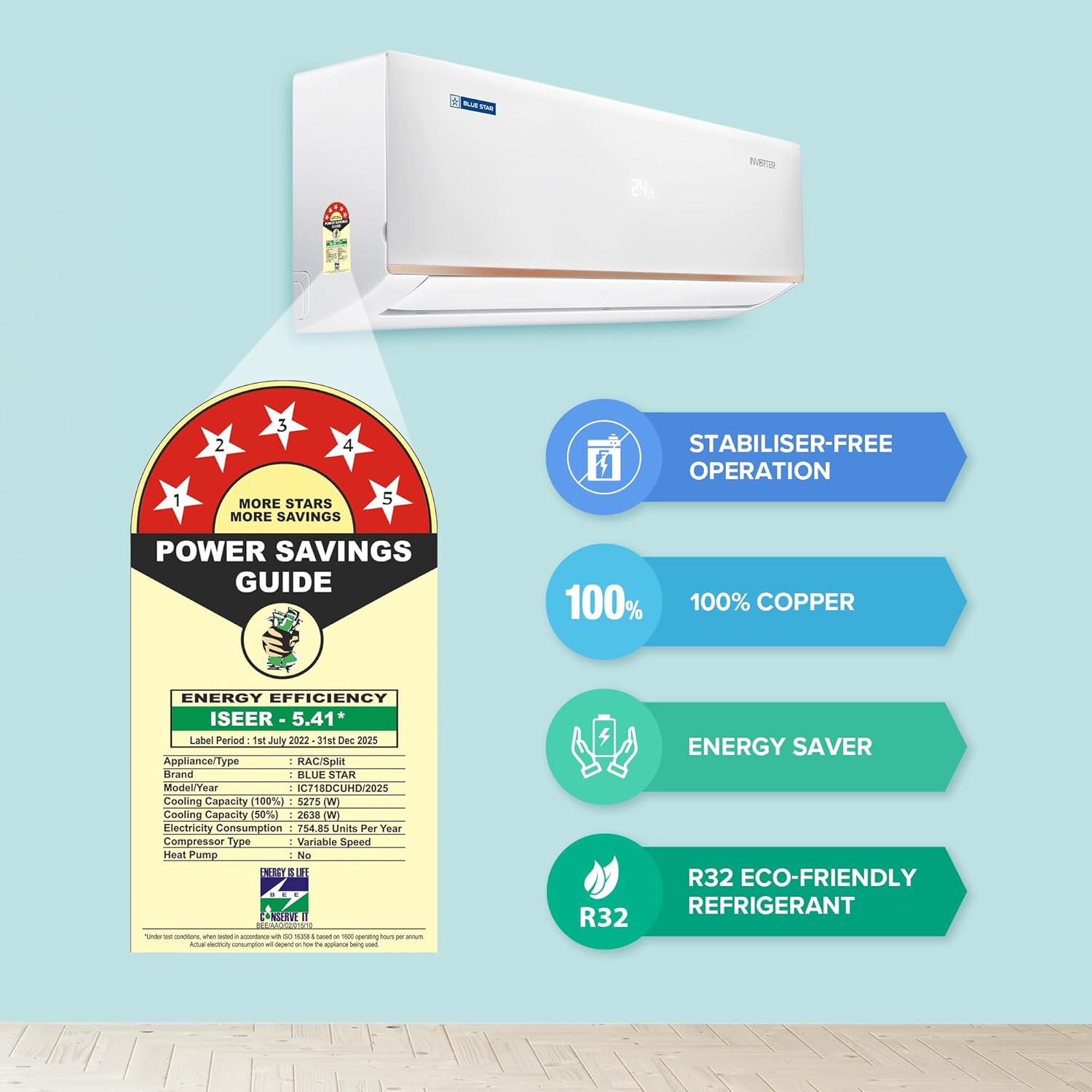 blue star 1.5 ton 5 star heavy duty, inverter split ac (copper, multi sensors, dust filter, self diagnosis, white) blue star 1.5 ton 5 star heavy duty, inverter split ac (copper, multi sensors, dust filter, self diagnosis, white)