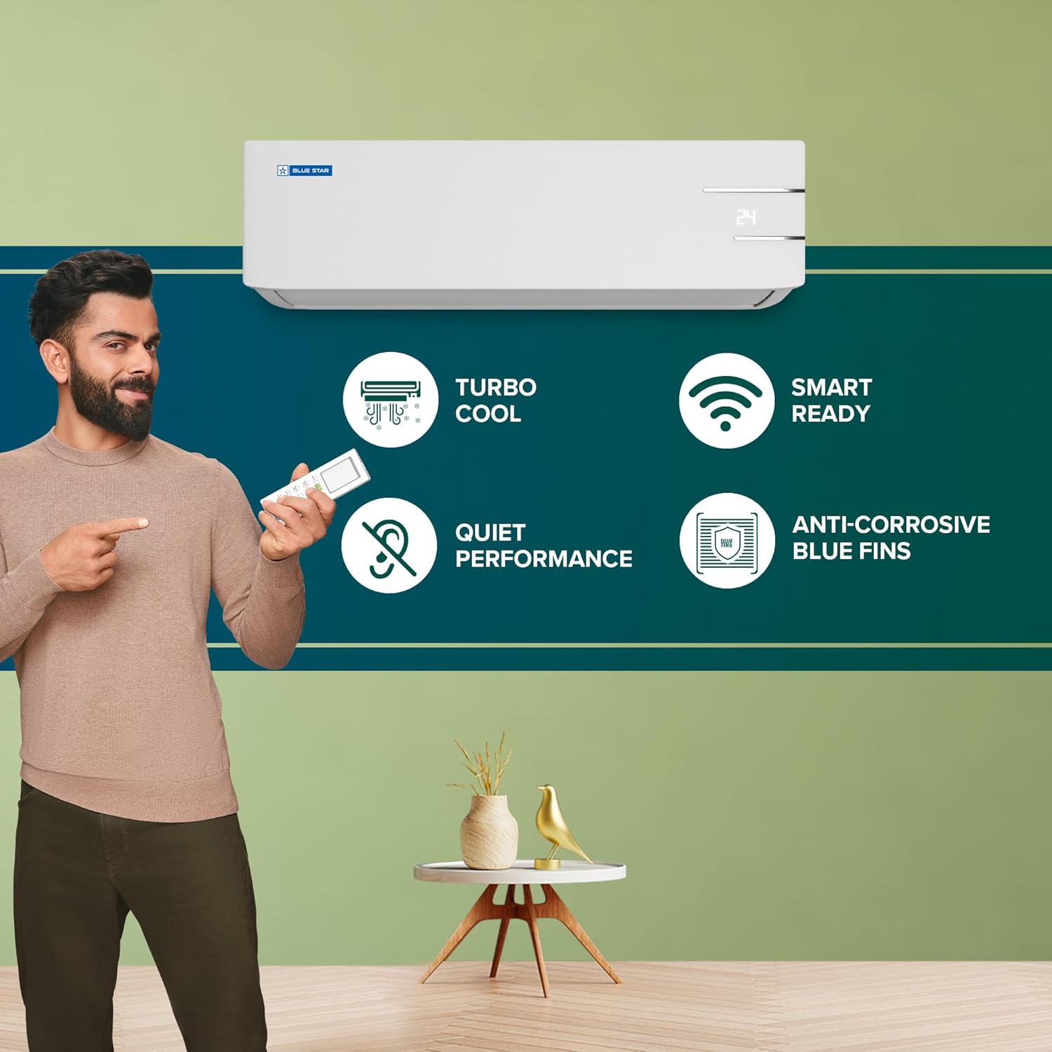 blue star 2 ton 3 star, inverter split ac (copper, convertible 5 in 1 cooling, auto defrost, dust filters, blue fins, white) blue star 2 ton 3 star, inverter split ac (copper, convertible 5 in 1 cooling, auto defrost, dust filters, blue fins, white)